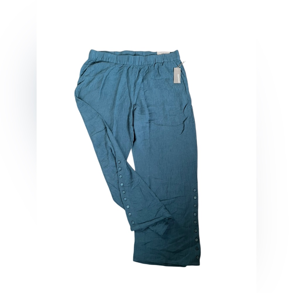 NWT Soft Surroundings Pants Teal Blue Gauze Textured 2X